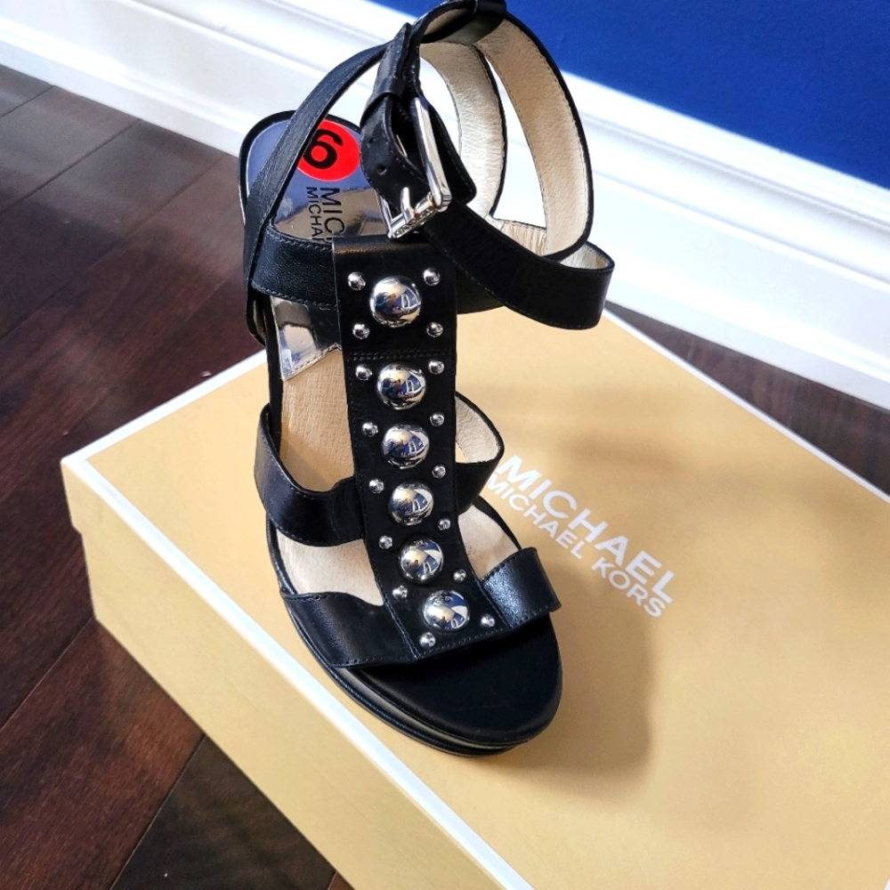 Michael Kors black leather platforms